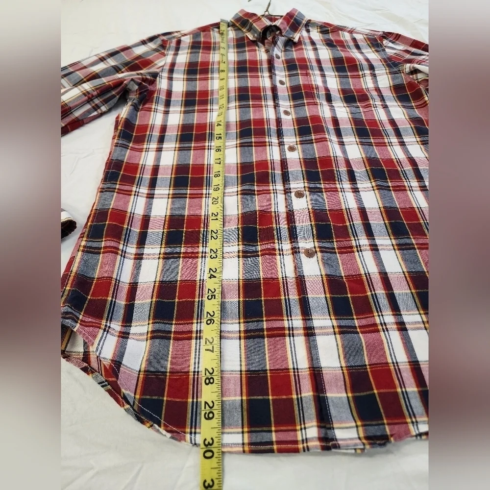 J. Crew Men's Red Plaid Long Sleeve Shirt Button Front Pocket, sz SM